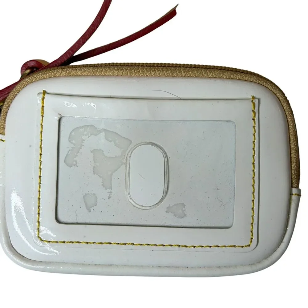 Dooney & Bourke Janine Patent Leather Satchel Purse Bag Cream Brown
